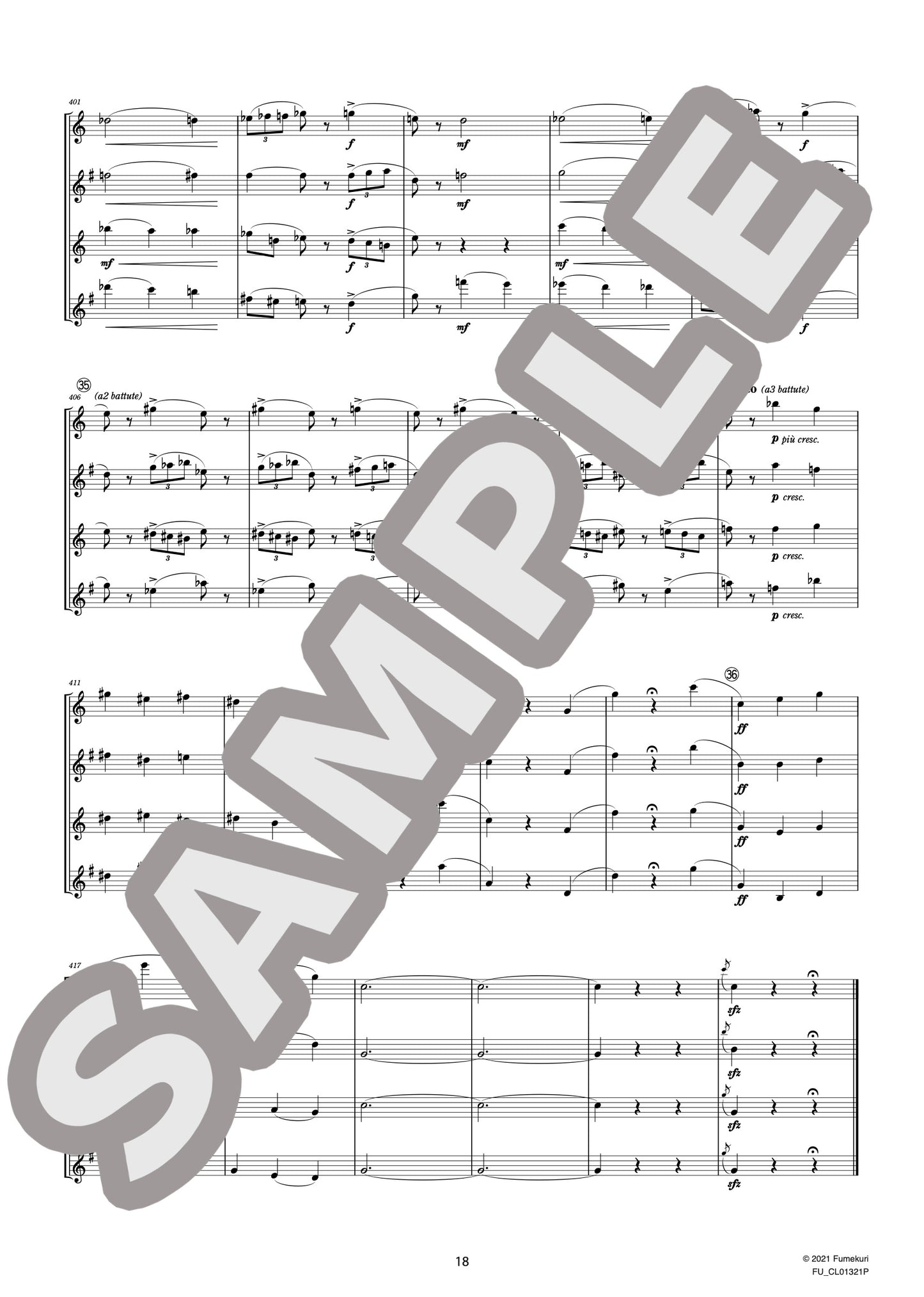 サクソフォン四重奏曲 変ロ長調 作品109 I. Partie(GLASUNOW) / クラシック・オリジナル楽曲【中上級】