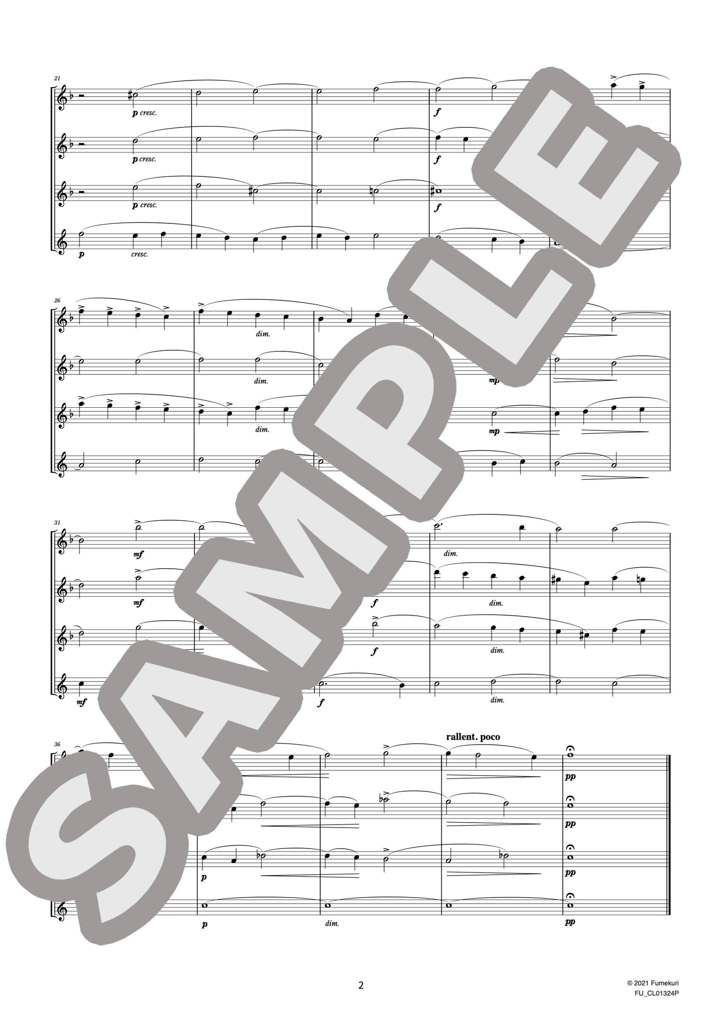 サクソフォン四重奏曲 変ロ長調 作品109 II. Canzona variée “Variation II”(GLASUNOW) / クラシック・オリジナル楽曲【中上級】