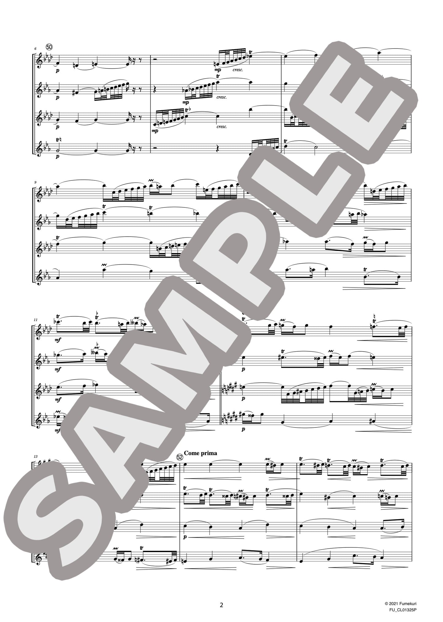サクソフォン四重奏曲 変ロ長調 作品109 II. Canzona variée “Variation III A la Schumann”(GLASUNOW) / クラシック・オリジナル楽曲【中上級】