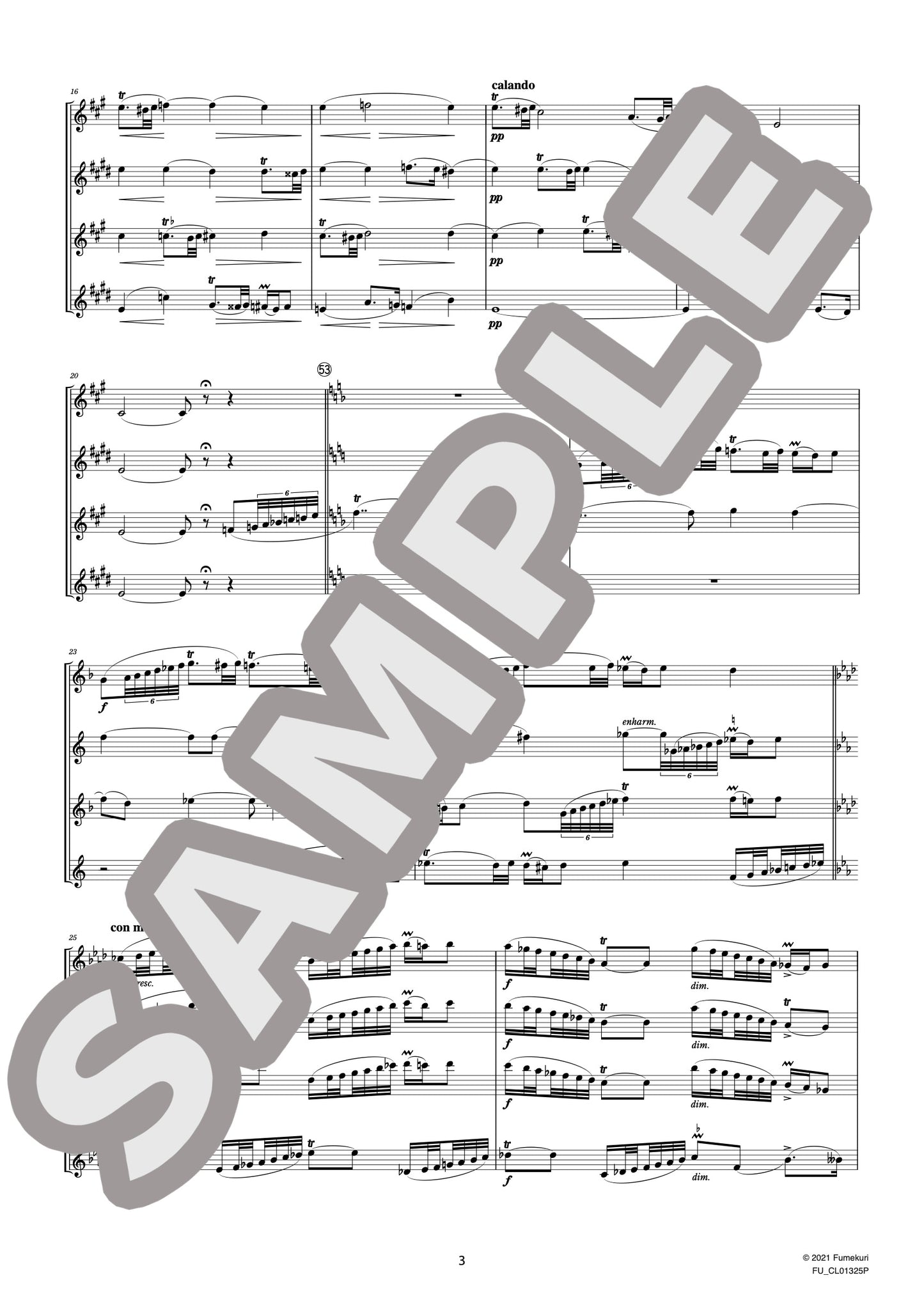 サクソフォン四重奏曲 変ロ長調 作品109 II. Canzona variée “Variation III A la Schumann”(GLASUNOW) / クラシック・オリジナル楽曲【中上級】