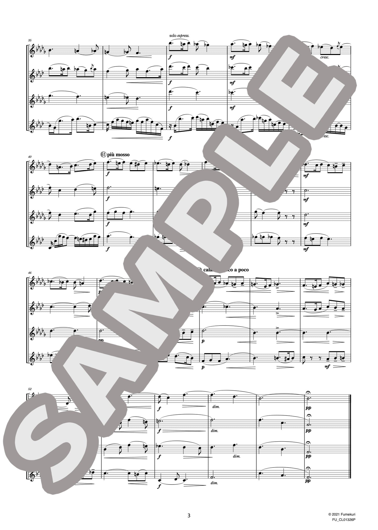 サクソフォン四重奏曲 変ロ長調 作品109 II. Canzona variée “Variation IV A la Chopin”(GLASUNOW) / クラシック・オリジナル楽曲【中上級】