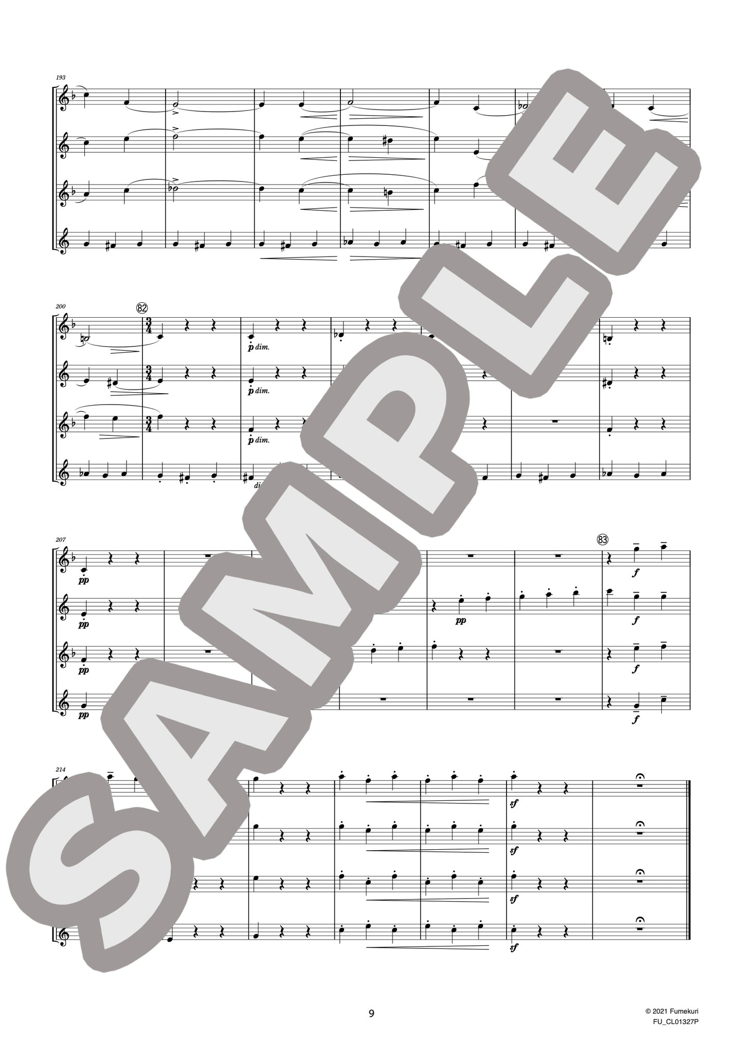 サクソフォン四重奏曲 変ロ長調 作品109 II. Canzona variée “Variation V Scherzo”(GLASUNOW) / クラシック・オリジナル楽曲【中上級】