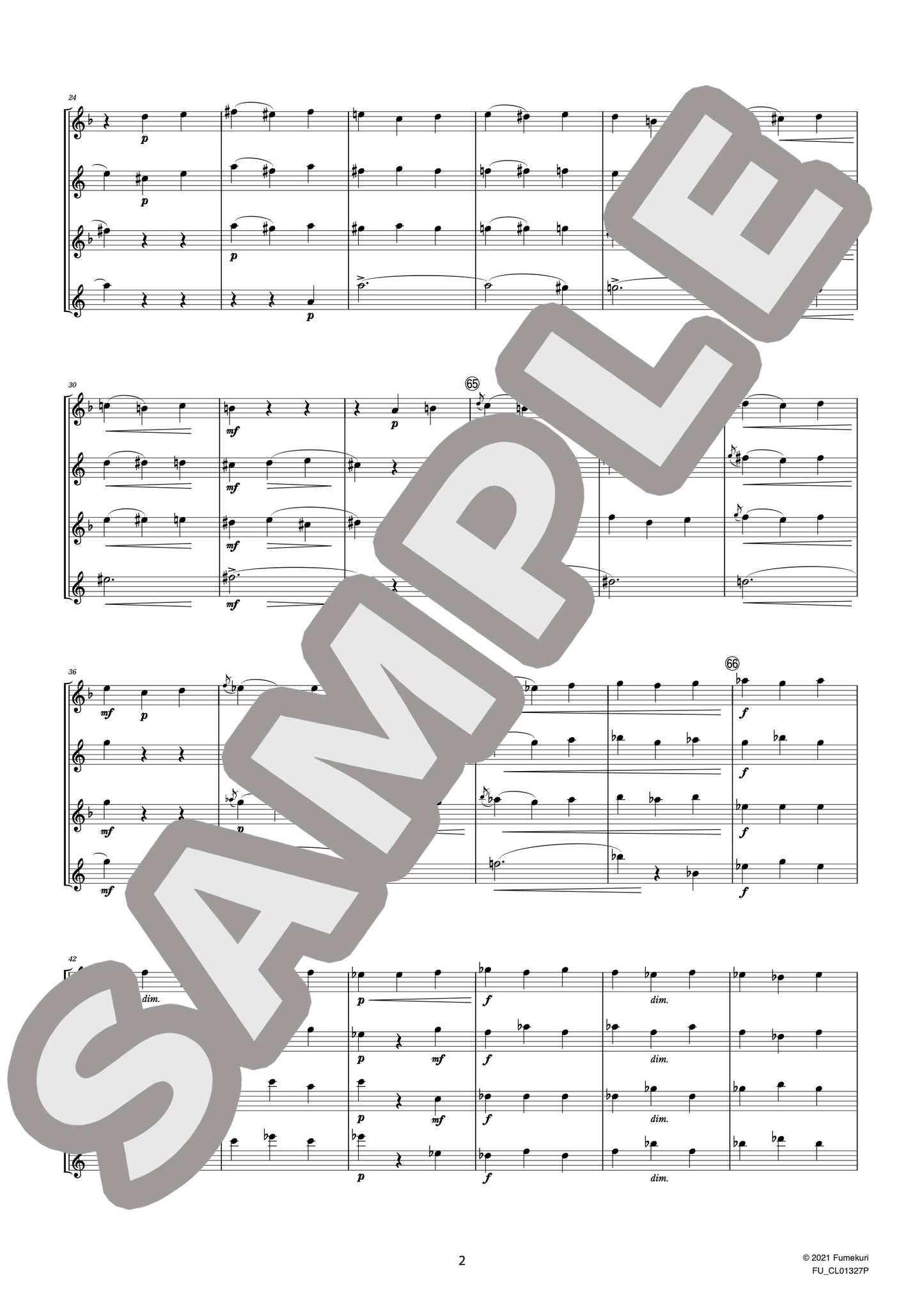 サクソフォン四重奏曲 変ロ長調 作品109 II. Canzona variée “Variation V Scherzo”(GLASUNOW) / クラシック・オリジナル楽曲【中上級】