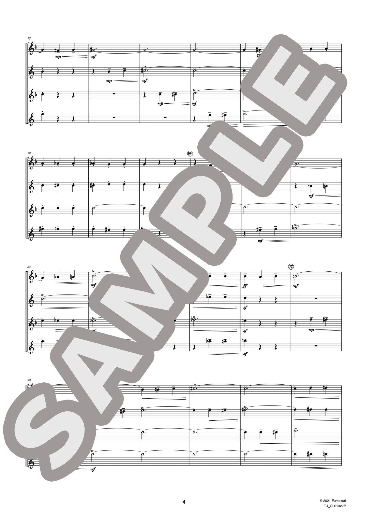 サクソフォン四重奏曲 変ロ長調 作品109 II. Canzona variée “Variation V Scherzo”(GLASUNOW) / クラシック・オリジナル楽曲【中上級】