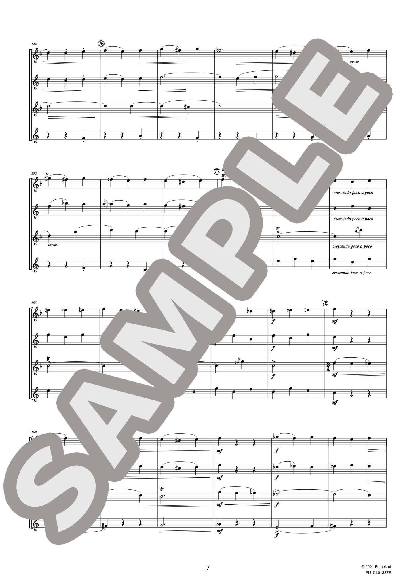 サクソフォン四重奏曲 変ロ長調 作品109 II. Canzona variée “Variation V Scherzo”(GLASUNOW) / クラシック・オリジナル楽曲【中上級】
