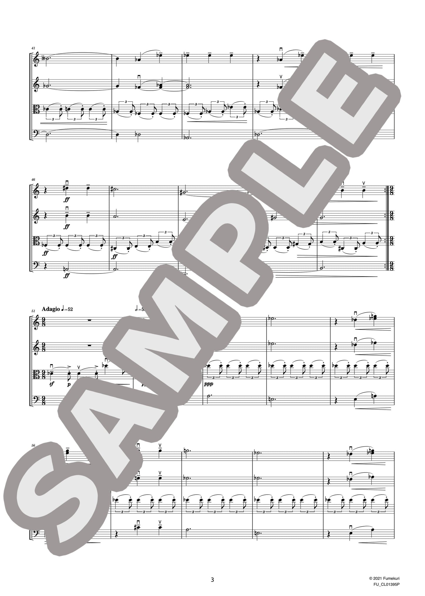 弦楽四重奏曲 第2番『ないしょの手紙』 第3楽章(JANÁČEK) / クラシック・オリジナル楽曲【中上級】