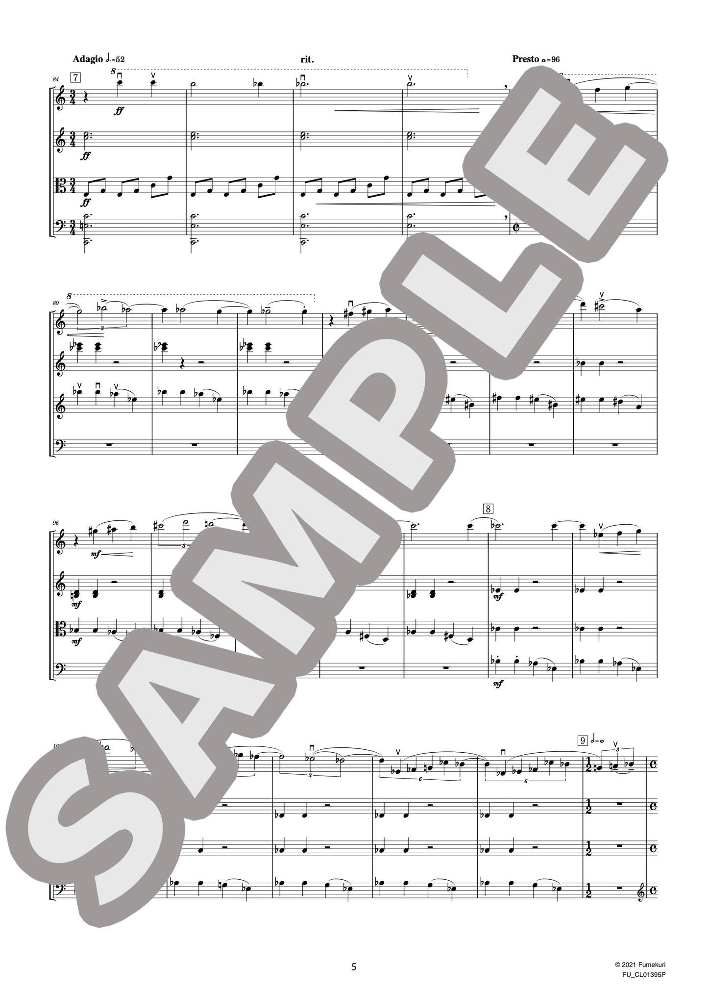弦楽四重奏曲 第2番『ないしょの手紙』 第3楽章(JANÁČEK) / クラシック・オリジナル楽曲【中上級】