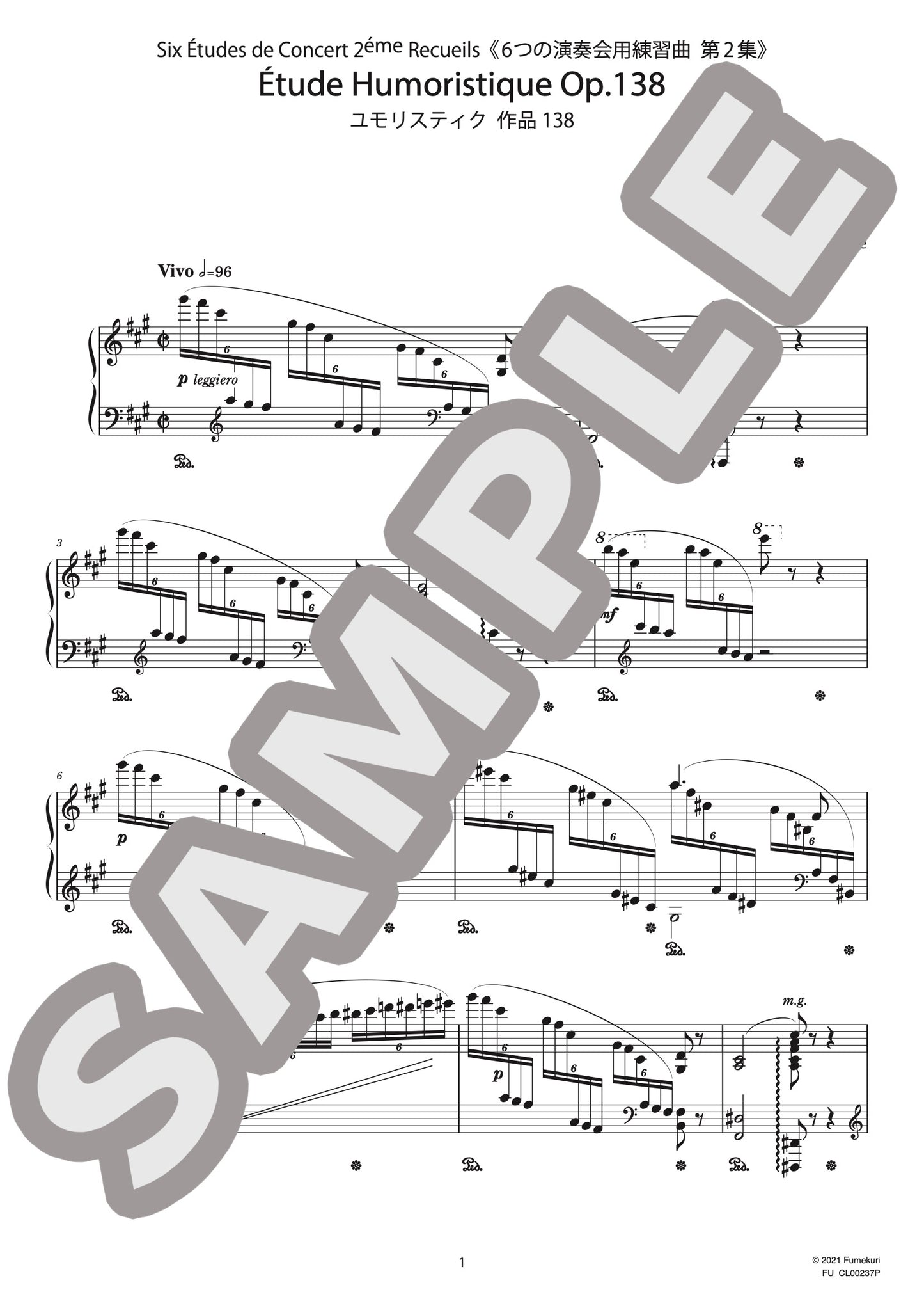 6つの演奏会用練習曲 第2集 ユモリスティク 作品138（CHAMINADE) / クラシック・オリジナル楽曲【中上級】