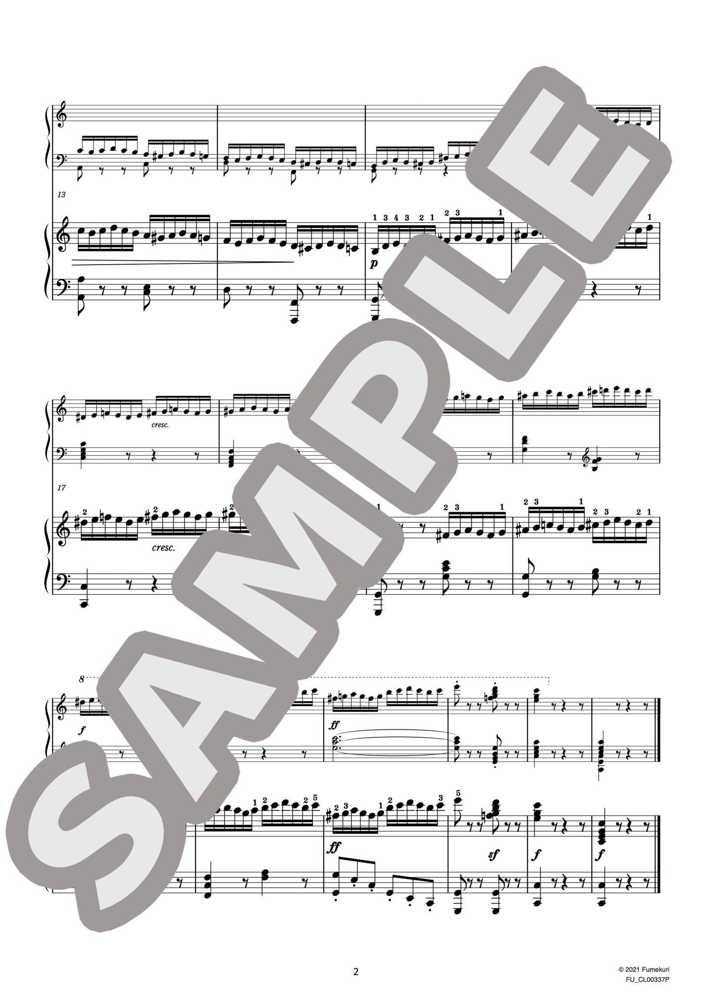 2台のピアノのための速度練習曲（40番練習曲）作品299b 第4番（CZERNY) / クラシック・オリジナル楽曲【中上級】
