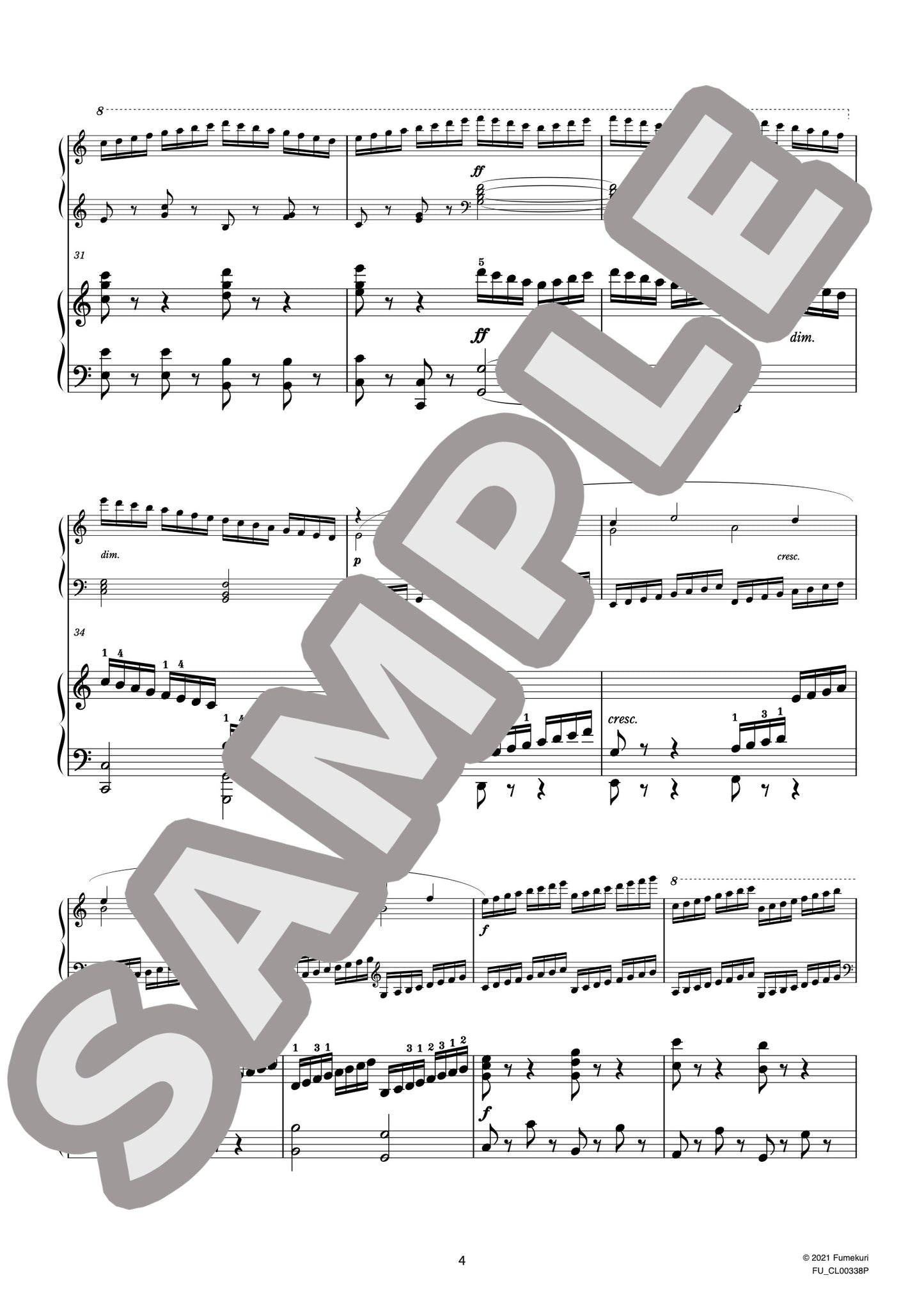 2台のピアノのための速度練習曲（40番練習曲）作品299b 第5番（CZERNY) / クラシック・オリジナル楽曲【中上級】