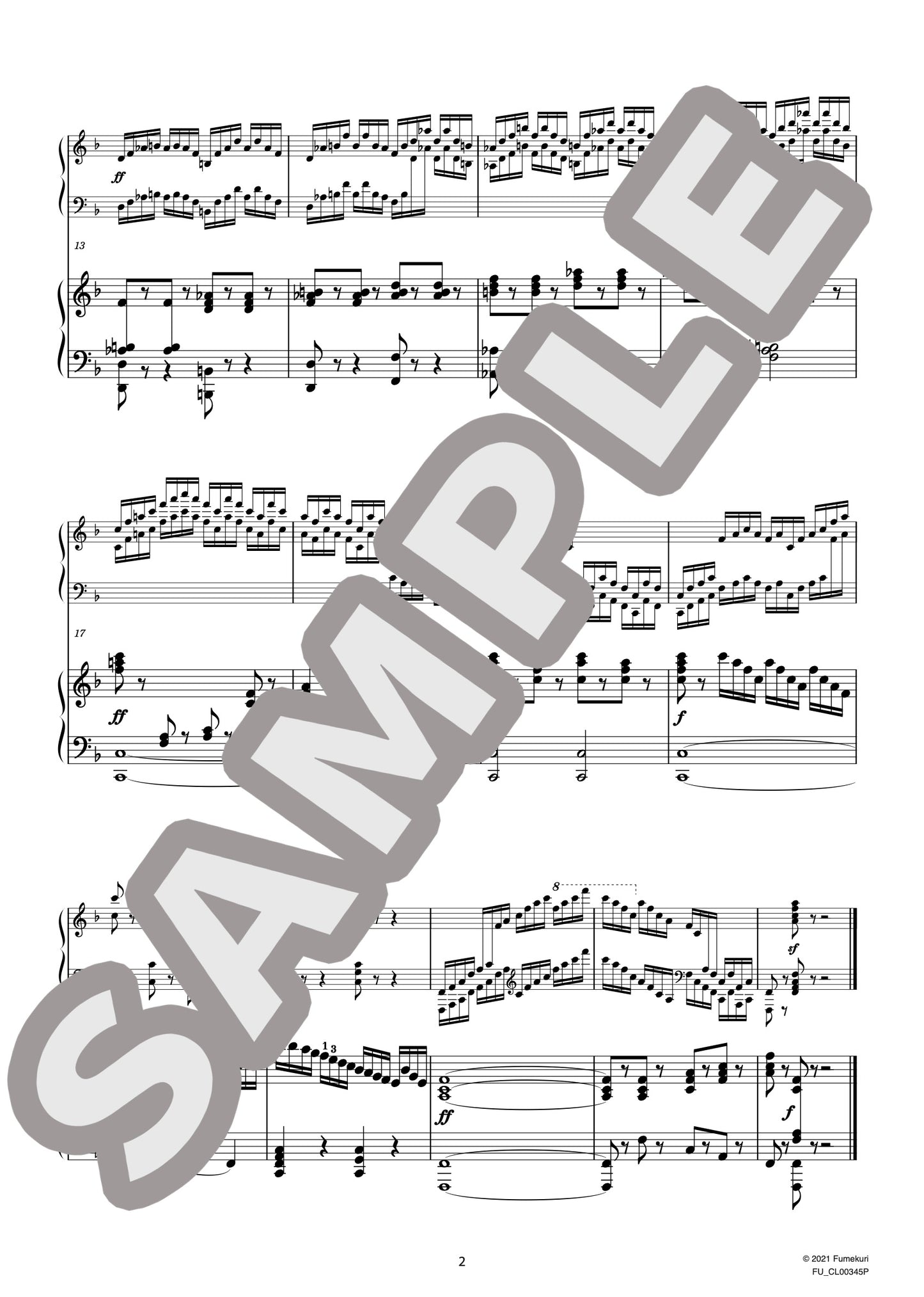2台のピアノのための速度練習曲（40番練習曲）作品299b 第12番（CZERNY) / クラシック・オリジナル楽曲【中上級】