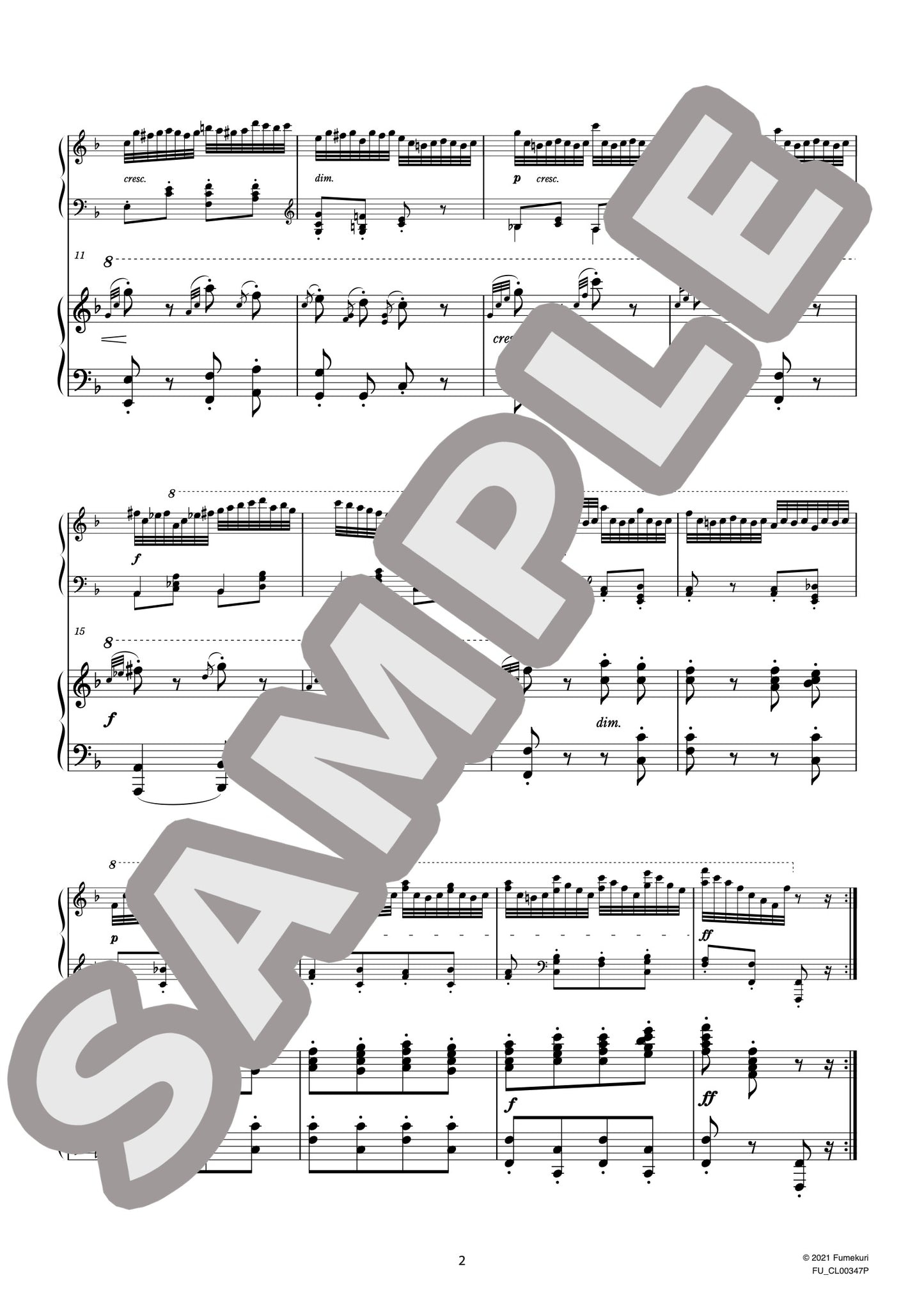 2台のピアノのための速度練習曲（40番練習曲）作品299b 第14番（CZERNY) / クラシック・オリジナル楽曲【中上級】