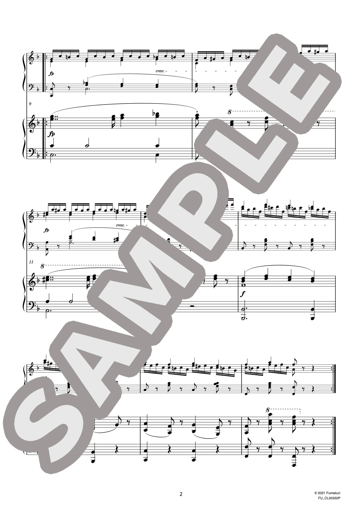 2台のピアノのための速度練習曲（40番練習曲）作品299b 第17番（CZERNY) / クラシック・オリジナル楽曲【中上級】