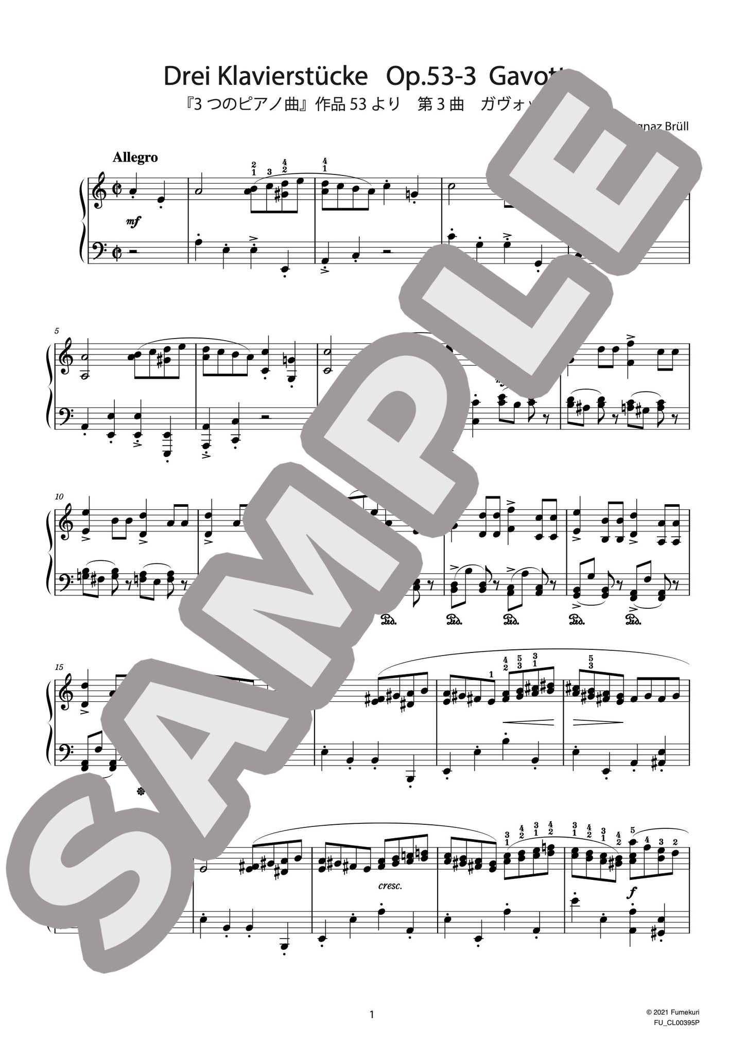 3つのピアノ曲 作品53 第3曲 ガヴォット（BRÜLL) / クラシック・オリジナル楽曲【中上級】