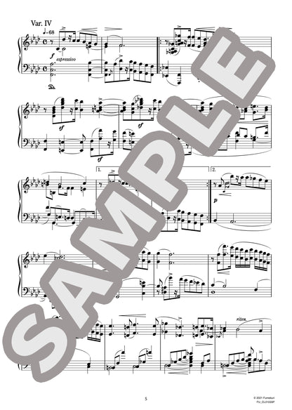 クララ・ヴィークの主題による変奏曲 ピアノ・ソナタ 第3番 作品14 第3楽章（SCHUMANN) / クラシック・オリジナル楽曲【中上級】