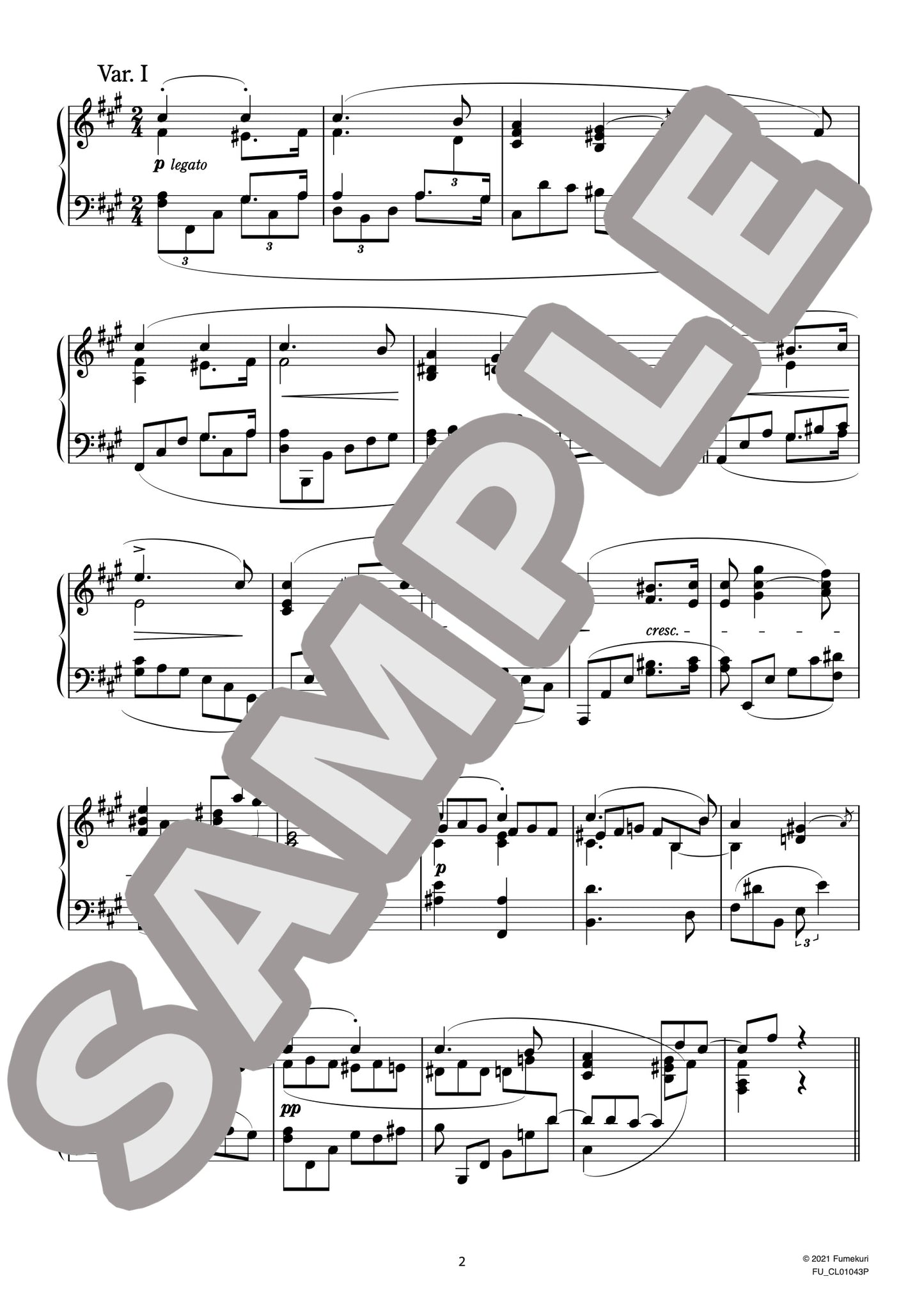 ロベルト・シューマンの主題による変奏曲 作品20（CLARA.S) / クラシック・オリジナル楽曲【中上級】