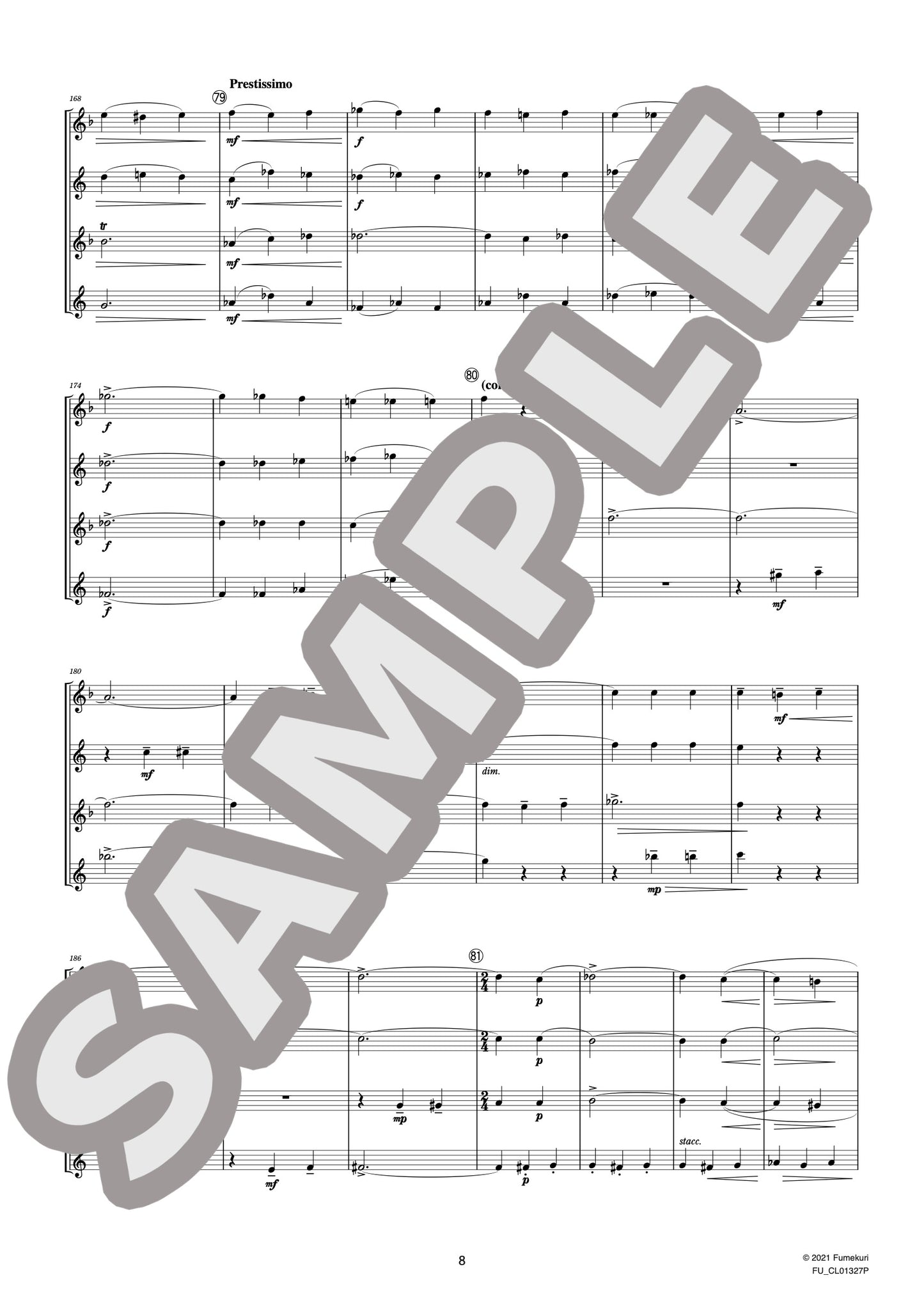 サクソフォン四重奏曲 変ロ長調 作品109 II. Canzona variée “Variation V Scherzo”（GLASUNOW) / クラシック・オリジナル楽曲【中上級】
