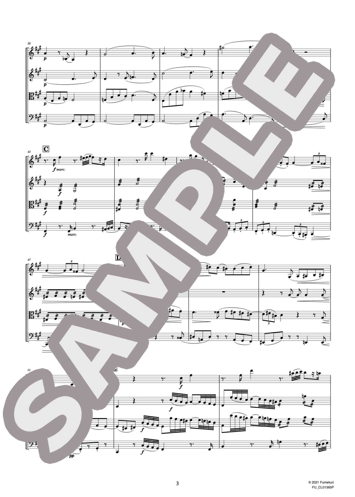 2本のヴァイオリンとヴィオラ、チェロのための弦楽四重奏曲 第2番 イ短調 作品51-2 第2楽章（BRAHMS) / クラシック・オリジナル楽曲【中上級】