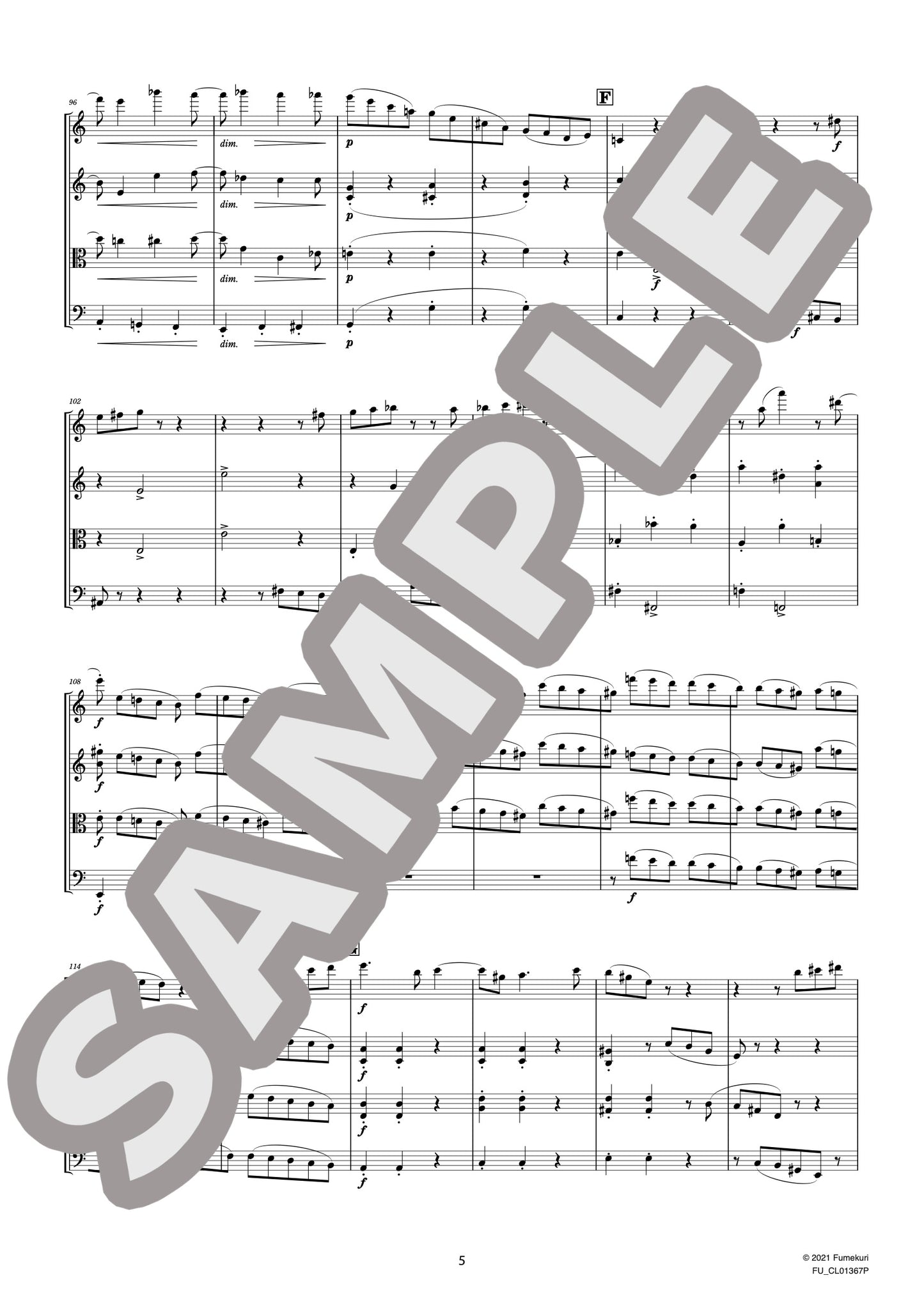 2本のヴァイオリンとヴィオラ、チェロのための弦楽四重奏曲 第2番 イ短調 作品51-2 第4楽章（BRAHMS) / クラシック・オリジナル楽曲【中上級】