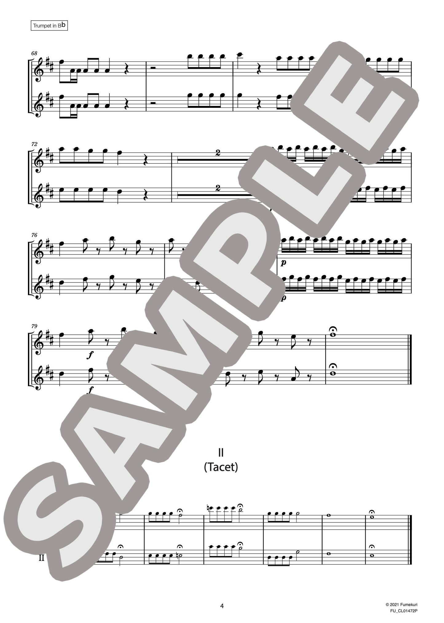 2つのトランペットのための協奏曲 ハ長調［トランペットB-flat版］（VIVALDI) / クラシック・オリジナル楽曲【中上級】